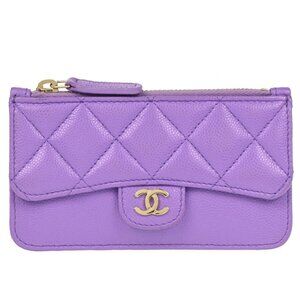 Chanel Purple Calfskin Cardholder Small Good 195326